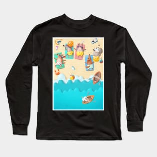 4 dog friends chilling on the beach. Long Sleeve T-Shirt